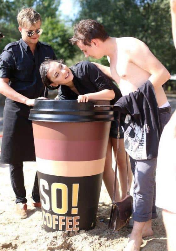 Advertising coffee cup event